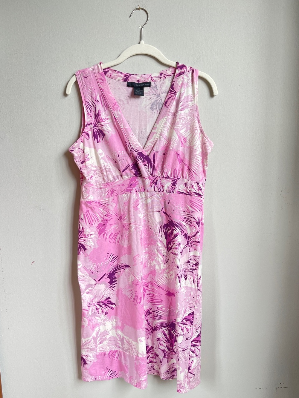 Calvin Klein Jeans Pink & Purple Tropical Floral Midi Sundress